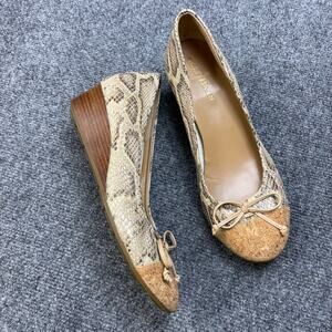COLE HAAN Air Tali Lace Wedge Cream Snake Cork Women Size 9 B